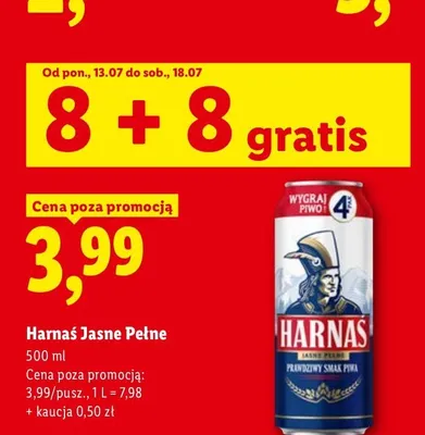 Piwo Harnaś Jasne Pełne 16-pak promocja w Lidl