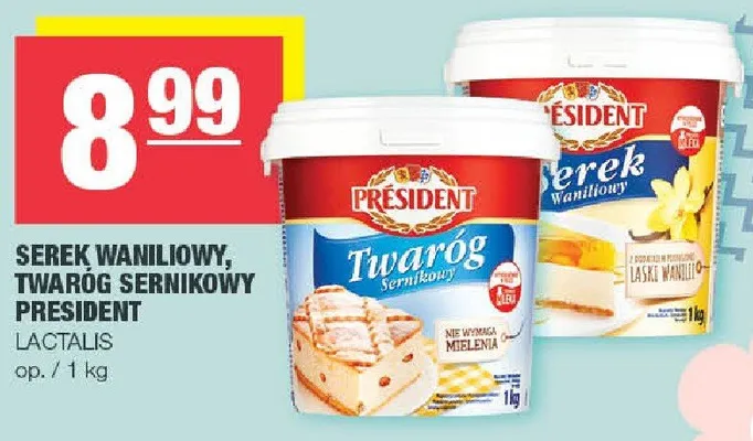Serek waniliowy, twaróg sernikowy President promocja w SPAR