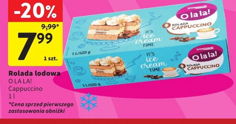 Rolada lodowa Cappuccino O la la! promocja w Intermarche