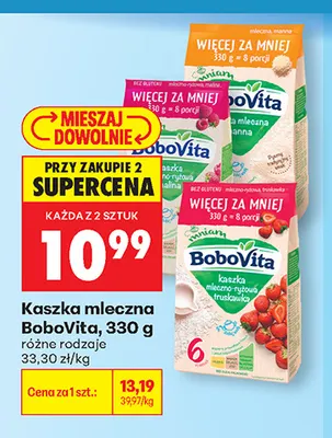 Kaszka mleczno-ryżowa BoboVita truskawka promocja w Biedronka