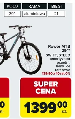 Rower MTB 29" Swift, Steed promocja w Carrefour