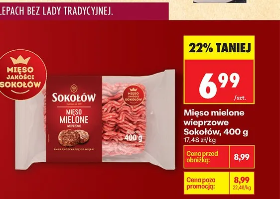 Mięso mielone wieprzowe Sokołów promocja w Biedronka