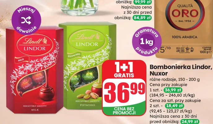 Bombonierka Lindt Lindor Pistachio promocja w Dino