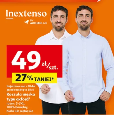 Koszula męska typu oxford Inextenso promocja w Auchan