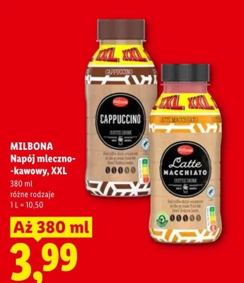 Napój mleczno-kawowy Cappuccino XXL MILBONA promocja w Lidl