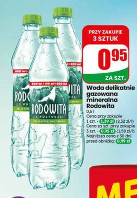 Woda mineralna delikatnie gazowana Rodowita promocja w Dino