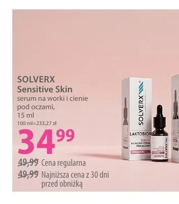 Serum na worki i cienie pod oczami SOLVERX Sensitive Skin promocja w Hebe