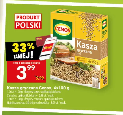 Kasza gryczana Cenos 4-pak promocja w Twój Market