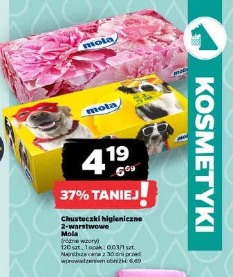 Chusteczki higieniczne 2-warstwowe Mola promocja w Netto
