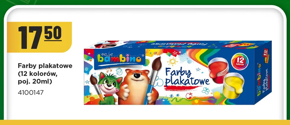 Farby plakatowe Moje Bambino 12 kolorów promocja w MR. DIY