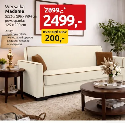 Wersalka Madame S226xG96xW94cm pow. spania: 125x200cm promocja w Black Red White