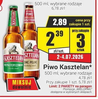 Piwo Kasztelan Niepasteryzowane promocja w Delikatesy Sezam