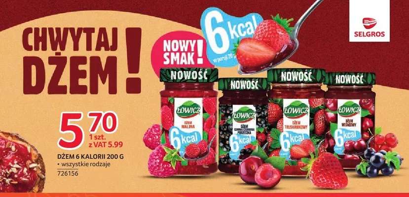 Dżem z czarnej i czerwonej porzeczki Łowicz 6 kcal promocja w Selgros
