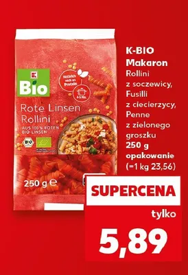 Makaron Rollini z soczewicy K-Bio promocja w Kaufland