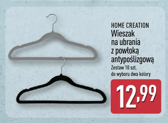 Wieszak na ubrania z powłoką antypoślizgową 10-pak Home Creation promocja w Aldi