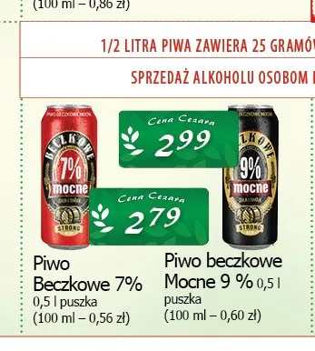 Piwo Beczkowe Mocne 7% promocja w CEZAR Delikatesy