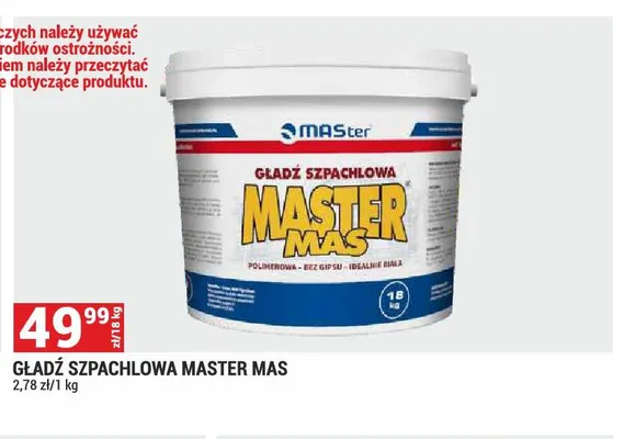 Gładź szpachlowa Master Mas promocja w Merkury Market