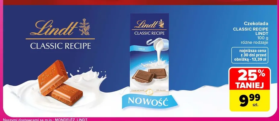 Czekolada Classic Recipe Lindt promocja w Carrefour Market