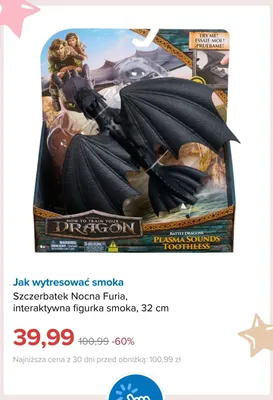 Szczerbatek Nocna Furia interaktywna figurka smoka 32 cm Jak wytresować promocja w Smyk
