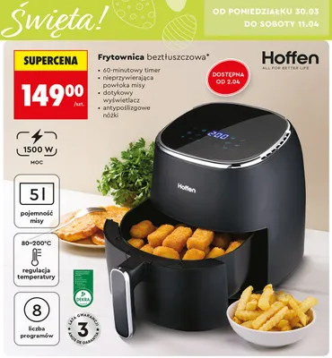 Frytownica beztłuszczowa 1500 W promocja w Biedronka