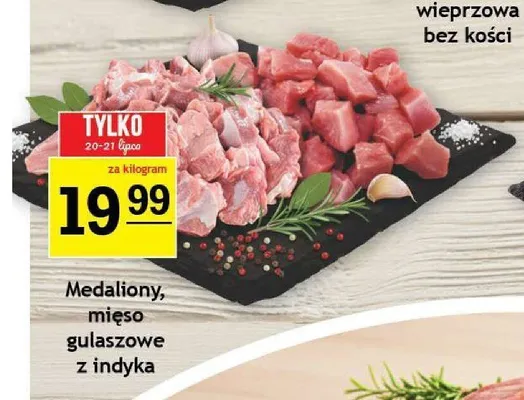 Medaliony i mięso gulaszowe z indyka promocja w Gram Market