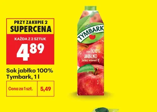 Sok jabłko 100% Tymbark promocja w Biedronka