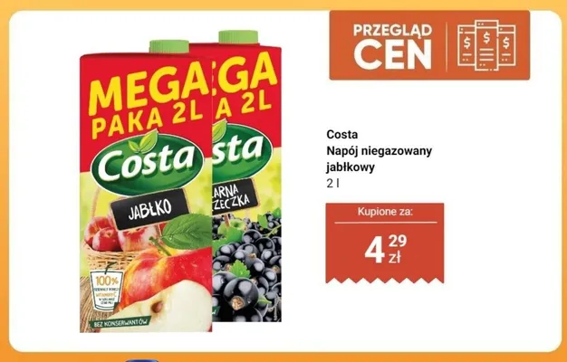 Napój niegazowany Costa czarna porzeczka promocja w Dino