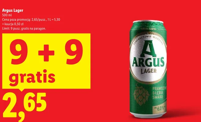 Piwo Argus Lager promocja w Lidl