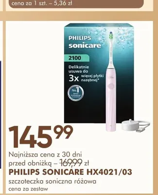 Szczoteczka soniczna różowa PHILIPS SONICARE HX4021/03 promocja w Super-Pharm