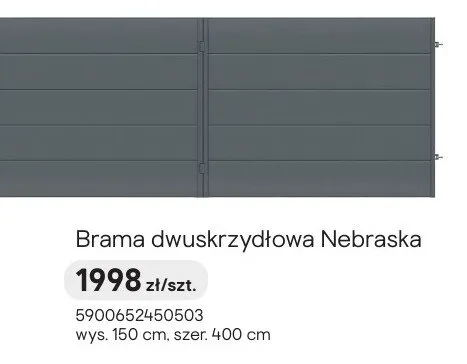 Brama dwuskrzydłowa Nebraska promocja w Castorama