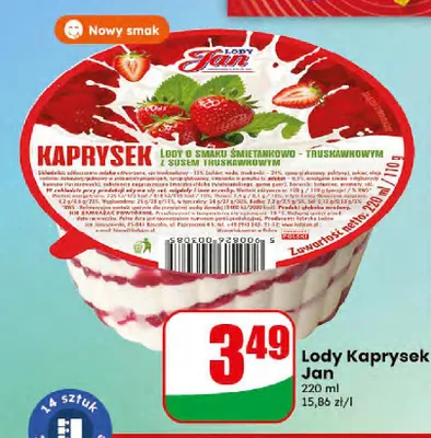 Lody śmietankowo-truskawkowe Jan Kaprysek promocja w Dino