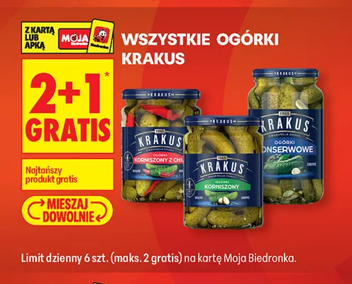 Ogórki korniszony Krakus promocja w Biedronka