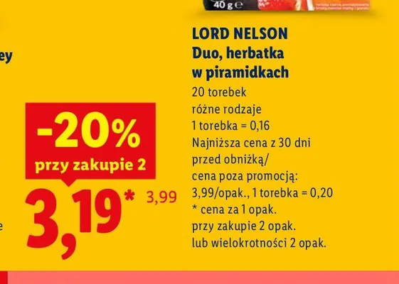 Herbatka w piramidkach Duo Lord Nelson promocja w Lidl