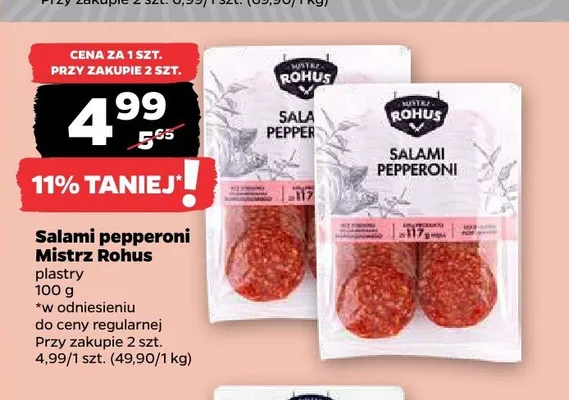 Salami pepperoni Mistrz Rohus plastry promocja w Netto