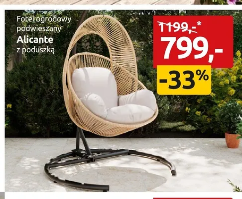 Fotel ogrodowy podwieszany Alicante z poduszką promocja w Black Red White