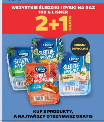 Śledziki i rybki na raz 100 g Lisner promocja w Netto