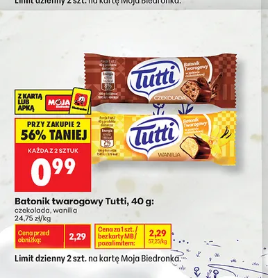 Batonik twarogowy wanilia Tutti promocja w Biedronka