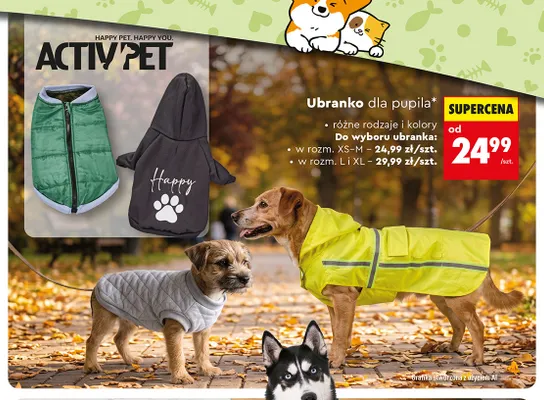 Ubranko dla pupila w rozm. XS-M Activ'Pet promocja w Biedronka