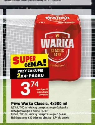 Piwo Warka Classic 4-pak promocja w Twój Market