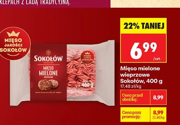 Mięso mielone wieprzowe Sokołów promocja w Biedronka