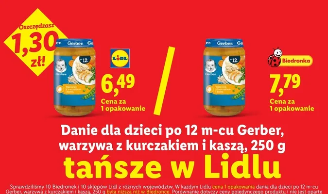 Danie dla dzieci po 12m-cu Gerber warzywa z kurczakiem i kaszą promocja w Lidl