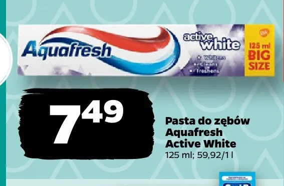 Pasta do zębów Aquafresh Active White promocja w Netto