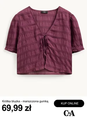 Krótka bluzka marszczona gumka C&A promocja w C&A