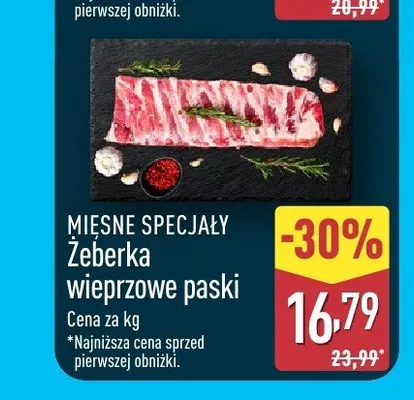Żeberka wieprzowe paski promocja w Aldi