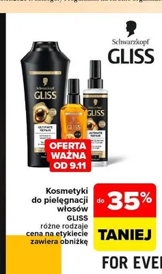 Kosmetyki do pielęgnacji włosów Gliss promocja w Carrefour