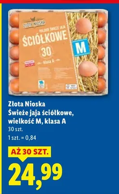 Świeże jaja ściółkowe, wielkość M, klasa A promocja w Lidl
