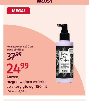 Wcierka do skóry głowy rozgrzewająca Anwen promocja w Rossmann