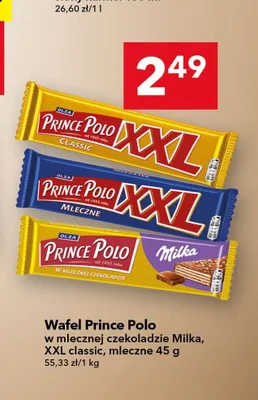 Wafel Prince Polo w mlecznej czekoladzie Milka promocja w LEWIATAN