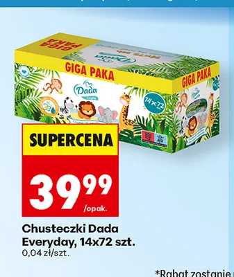 Chusteczki Dada Everyday 14-pak promocja w Biedronka