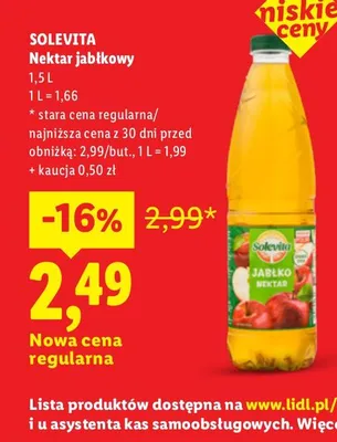 Nektar jabłkowy Solevita promocja w Lidl
